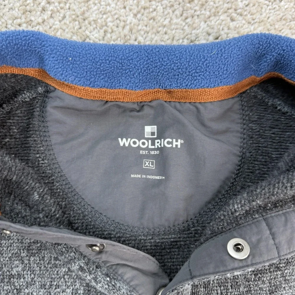 Woolrich Sweater Mens XL Gray Polyester Collared Henley Knit Pullover Casual